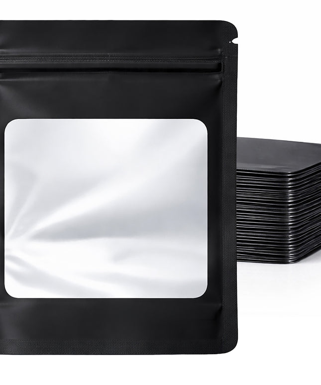 25 Pack - X-Large Solid Color Zip-Seal Foil Pouches (12"x15") Square Window Selection