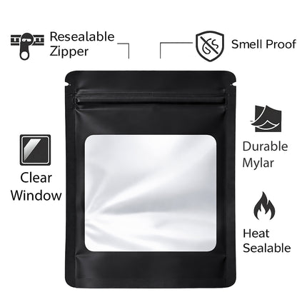25 Pack - X-Large Solid Color Zip-Seal Foil Pouches (12"x15") Square Window Selection