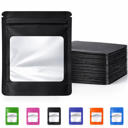 25 Pack - X-Large Solid Color Zip-Seal Foil Pouches (12"x15") Square Window Selection