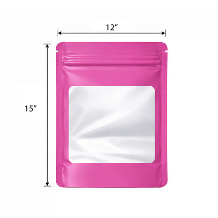 25 Pack - X-Large Solid Color Zip-Seal Foil Pouches (12"x15") Square Window Selection