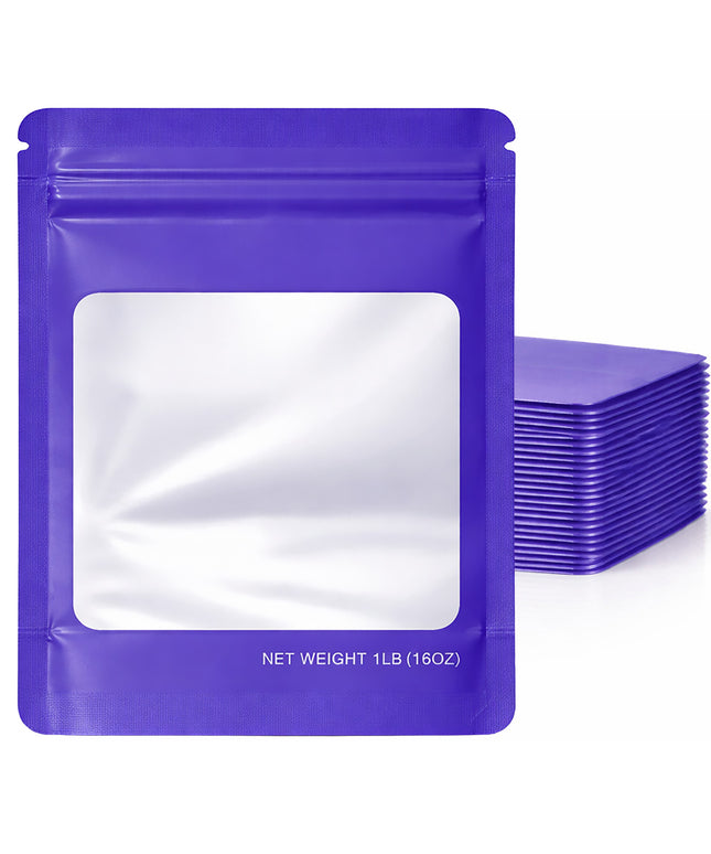 25 Pack – 1lb Solid Color Mylar Bags with Square Window - Royal Blue