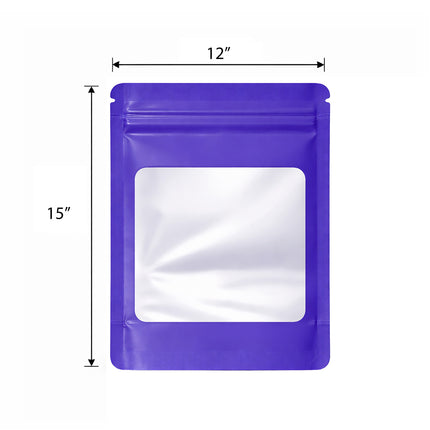 25 Pack - X-Large Solid Color Zip-Seal Foil Pouches (12"x15") Square Window Selection
