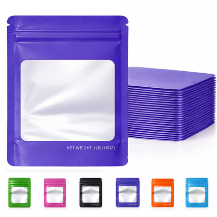 25 Pack – 1lb Solid Color Mylar Bags with Square Window - Royal Blue