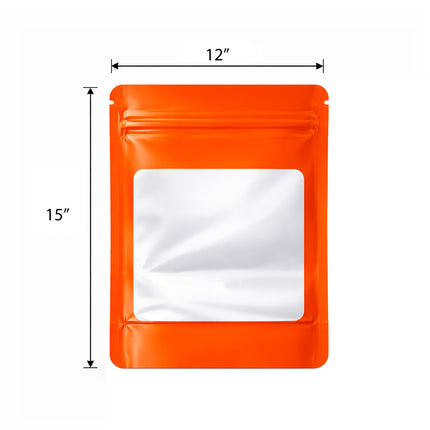 25 Pack - X-Large Solid Color Zip-Seal Foil Pouches (12"x15") Square Window Selection