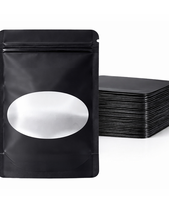 50 Pack - Large Solid Color Zip-Seal Foil Pouches (6"x8") Oval Style Selection
