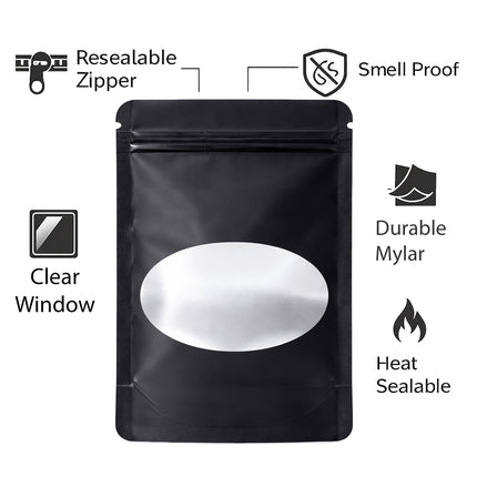 50 Pack - Large Solid Color Zip-Seal Foil Pouches (6"x8") Oval Style Selection