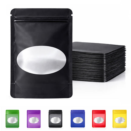 50 Pack - Large Solid Color Zip-Seal Foil Pouches (6"x8") Oval Style Selection