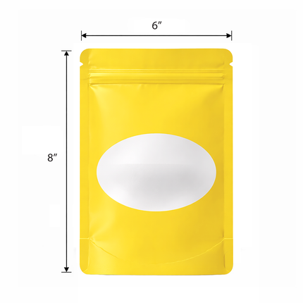 50 Pack - Large Solid Color Zip-Seal Foil Pouches (6"x8") Oval Style Selection