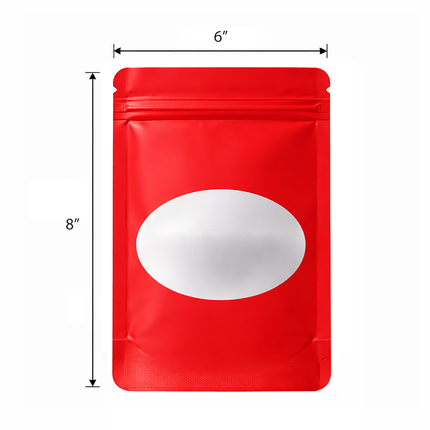 50 Pack - Large Solid Color Zip-Seal Foil Pouches (6"x8") Oval Style Selection
