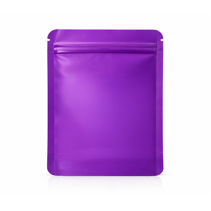 50 Pack – 28g Solid Color Mylar Bags with Oval Window - Purple