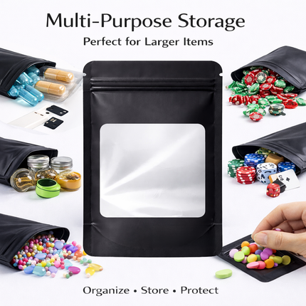 50 Pack - Large Solid Color Zip-Seal Foil Pouches (6"x8") Square Style Selection