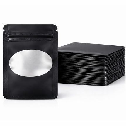50 Pack - Small Solid Color Zip-Seal Foil Pouches (4"x5") Oval Style Selection