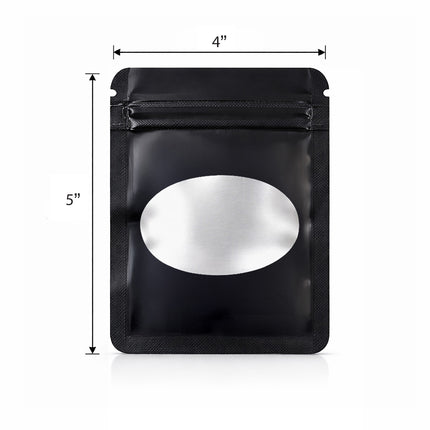 50 Pack - Small Solid Color Zip-Seal Foil Pouches (4"x5") Oval Style Selection