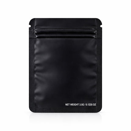 50 Pack – 3.5g Solid Color Mylar Bags with Oval Window - Black