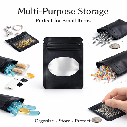 50 Pack - Small Solid Color Zip-Seal Foil Pouches (4"x5") Oval Style Selection
