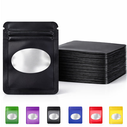 50 Pack - Small Solid Color Zip-Seal Foil Pouches (4"x5") Oval Style Selection