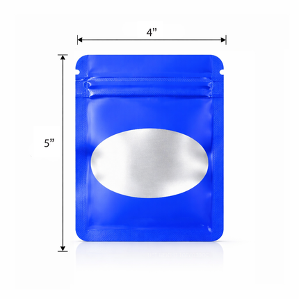 50 Pack - Small Solid Color Zip-Seal Foil Pouches (4"x5") Oval Style Selection