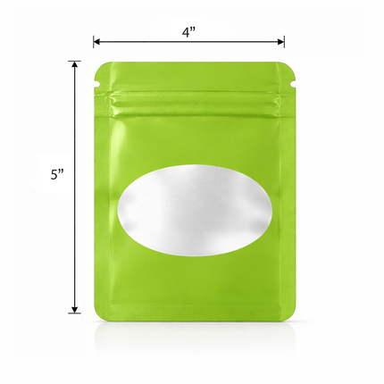 50 Pack - Small Solid Color Zip-Seal Foil Pouches (4"x5") Oval Style Selection