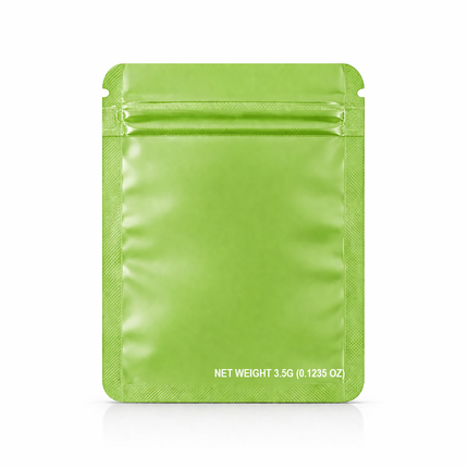 50 Pack – 3.5g Solid Color Mylar Bags with Oval Window - Green