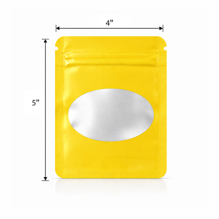 50 Pack - Small Solid Color Zip-Seal Foil Pouches (4"x5") Oval Style Selection