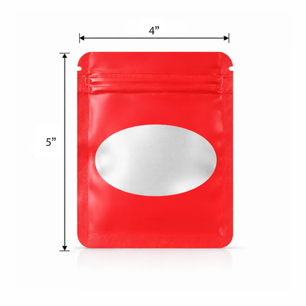50 Pack - Small Solid Color Zip-Seal Foil Pouches (4"x5") Oval Style Selection