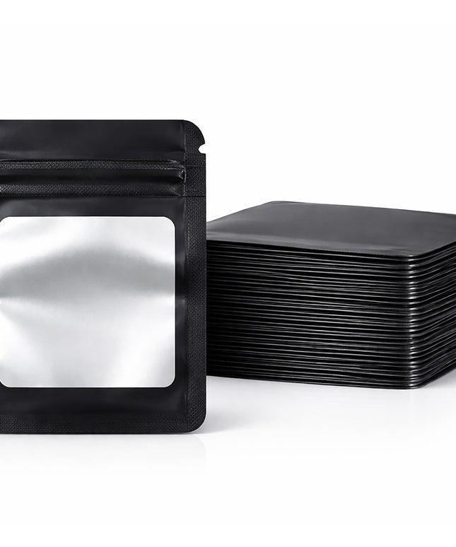 50 Pack - Small Solid Color Zip-Seal Foil Pouches (4"x5") Square Style Selection