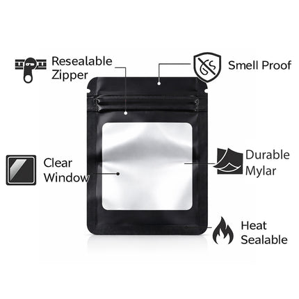 50 Pack - Small Solid Color Zip-Seal Foil Pouches (4"x5") Square Style Selection