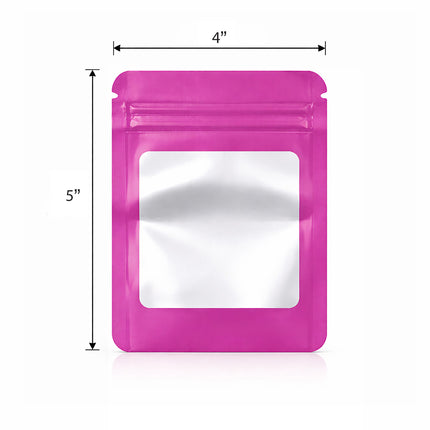 50 Pack - Small Solid Color Zip-Seal Foil Pouches (4"x5") Square Style Selection