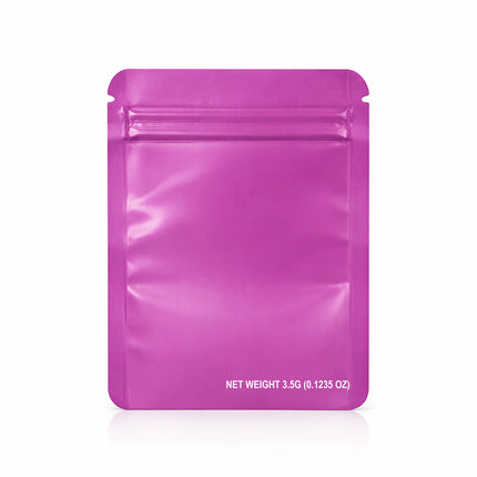 50 Pack – 3.5g Solid Color Mylar Bags with Square Window - Pink