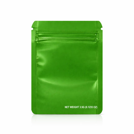 50 Pack – 3.5g Solid Color Mylar Bags with Square Window - Green