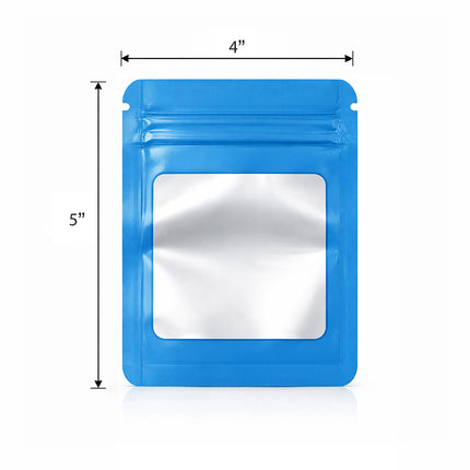 50 Pack - Small Solid Color Zip-Seal Foil Pouches (4"x5") Square Style Selection