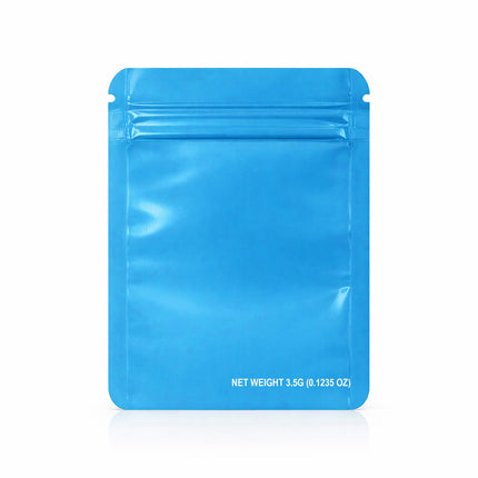 50 Pack – 3.5g Solid Color Mylar Bags with Square Window - Light Blue