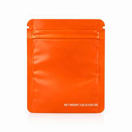 50 Pack – 3.5g Solid Color Mylar Bags with Square Window - Orange