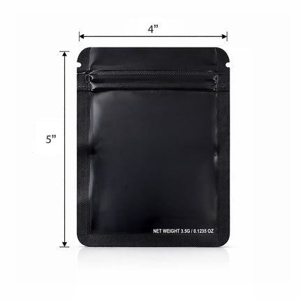 50 Pack – 3.5g Solid Color Mylar Bags Plain No Window - Metallic Black