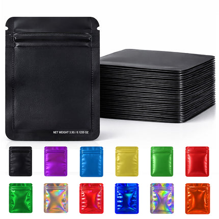 50 Pack – 3.5g  Small (4"x5") Solid Color Mylar Bags - 12 Color Options