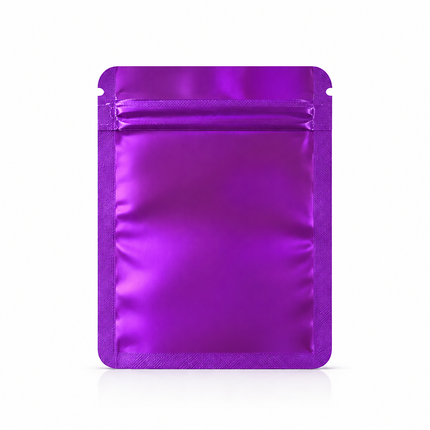50 Pack – 3.5g Solid Color Mylar Bags Plain No Window - Metallic Purple