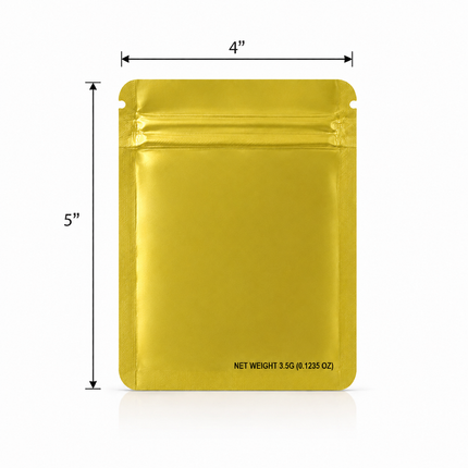 50 Pack – 3.5g  Small (4"x5") Solid Color Mylar Bags - 12 Color Options