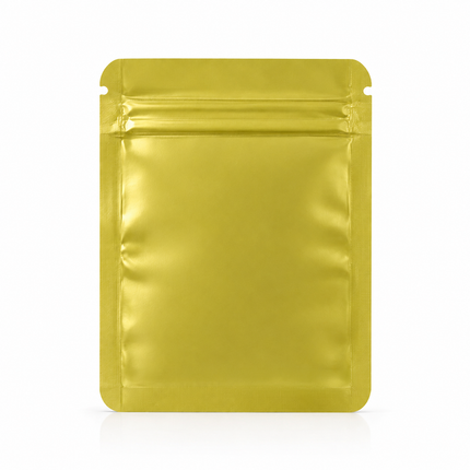50 Pack – 3.5g Solid Color Mylar Bags Plain No Window - Metallic Gold