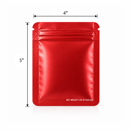 50 Pack – 3.5g  Small (4"x5") Solid Color Mylar Bags - 12 Color Options