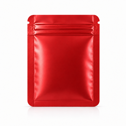 50 Pack – 3.5g Solid Color Mylar Bags Plain No Window - Metallic Red