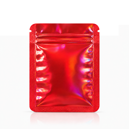 50 Pack – 3.5g Solid Color Mylar Bags Plain No Window - Metallic Hot Red
