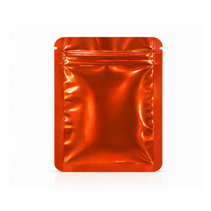50 Pack – 3.5g Solid Color Mylar Bags Plain No Window - Metallic Orange