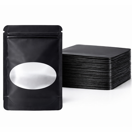 50 Pack - Medium Solid Color Zip-Seal Foil Pouches (4"x6.5") Oval Window Selection