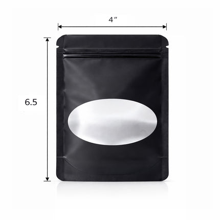 50 Pack - Medium Solid Color Zip-Seal Foil Pouches (4"x6.5") Oval Window Selection