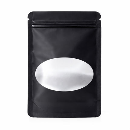 50 Pack – 7g Solid Color Mylar Bags with Oval Window - Black