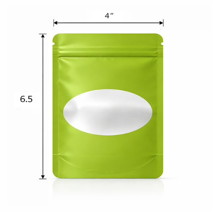 50 Pack - Medium Solid Color Zip-Seal Foil Pouches (4"x6.5") Oval Window Selection