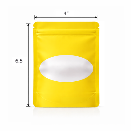50 Pack - Medium Solid Color Zip-Seal Foil Pouches (4"x6.5") Oval Window Selection