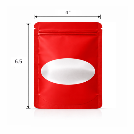 50 Pack - Medium Solid Color Zip-Seal Foil Pouches (4"x6.5") Oval Window Selection