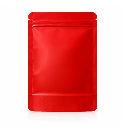 50 Pack – 7g Solid Color Mylar Bags with Oval Window - Red