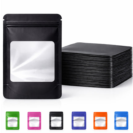 50 Pack - Medium Solid Color Zip-Seal Foil Pouches (4"x6.5") Square Style Selection